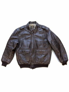 Cockpit A-2 Leather Aviator Jacket Embroidered Lining Size Large 2006 Brown